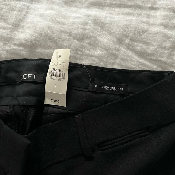 LOFT Black Boot Cut Pants with Wide Waistband and Flared Legs - Picture 4 of 7